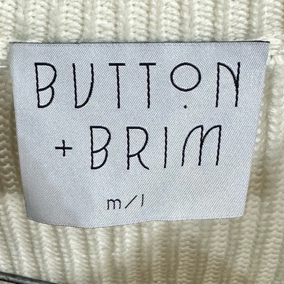 Button + Brim white cropped ribbed sweater size M/L - Picture 2 of 7